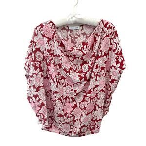 CHRISTIAN WIJNANTS | Silk Blend Floral Draped Cowl Neck Blouse Top